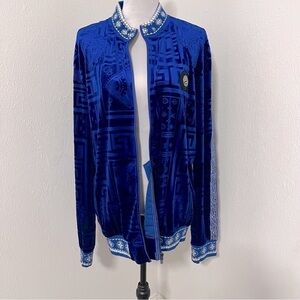 Stacy Adams XL Velour Luxury Full Zip Royal Blue Bomber Jacket Standout Style